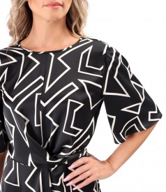 Rochie satinata cu cordon rasucit in talie