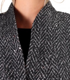 Pardesiu elegant din stofa cu paiete