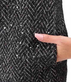 Pardesiu elegant din stofa cu paiete