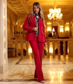 Pantaloni evazati din stofa elastica cu viscoza