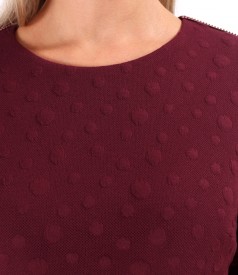 Rochie eleganta din jerse elastic gros cu buline tesute in relief