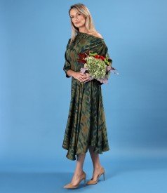 Rochie midi imprimata cu motive geometrice