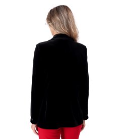 Sacou office din catifea elastica neagra
