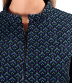 Bluza din jerse elastic gros cu fermoar pe fata
