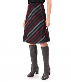 Fusta evazata din stofa cu dungi