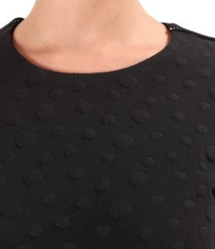 Rochie eleganta din jerse elastic gros cu buline tesute in relief