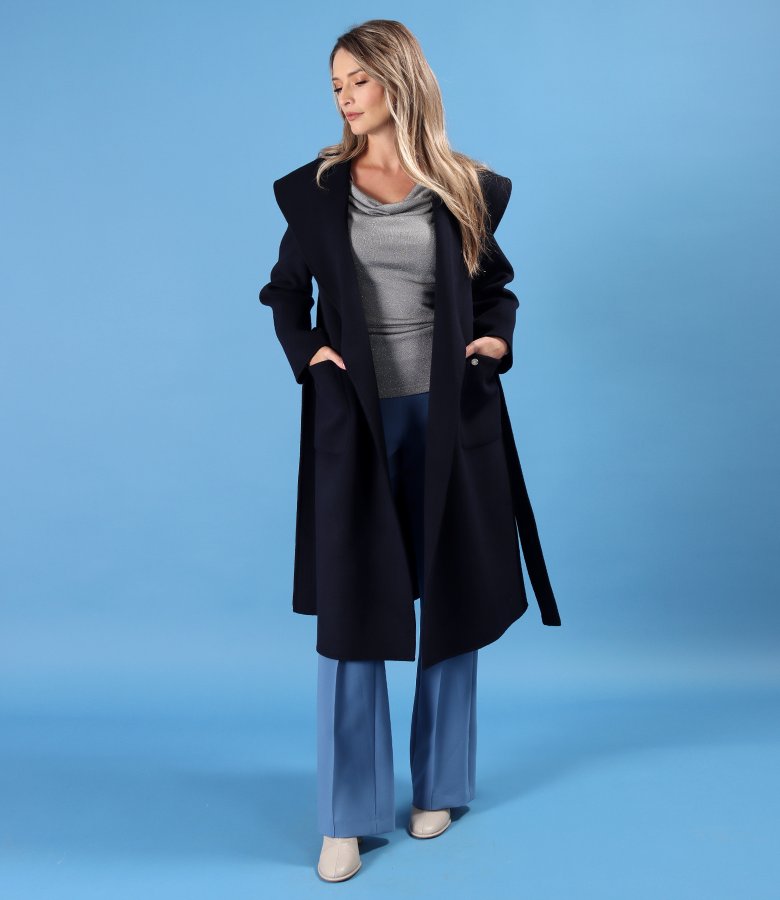 Bluza din jerse elastic cu fir metalic si cu decolteu in falduri